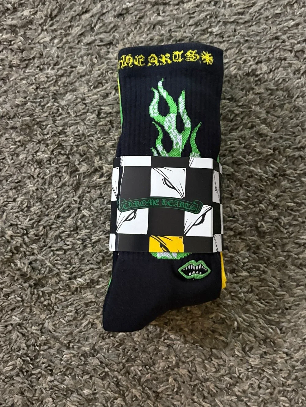 Chrome Hearts x Matty Boy FlameSocks 'Green/Yellow/Black'